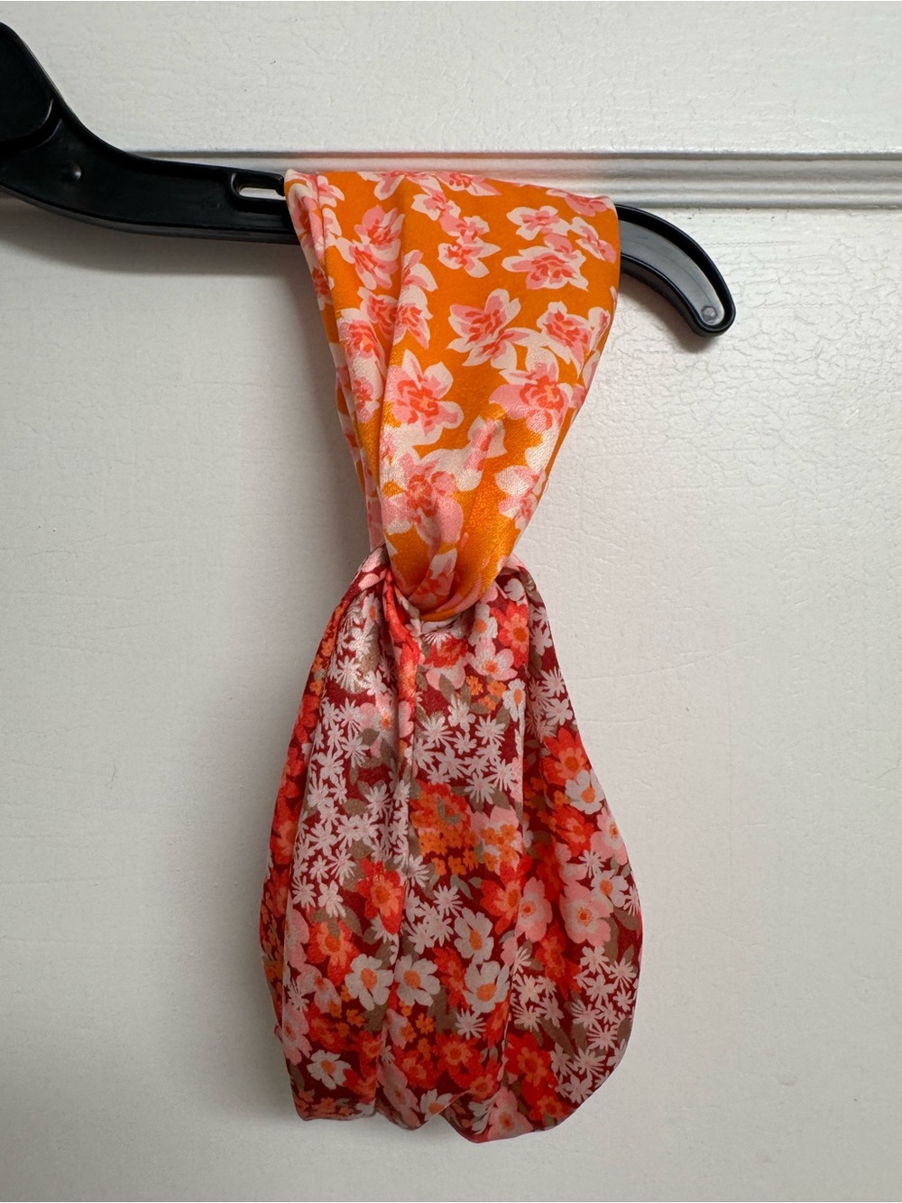 Anthropologie Orange and Pink Floral Twist Headband